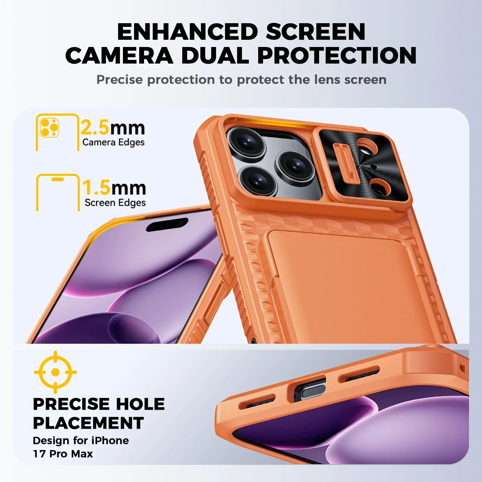 Premium Full Body Protective Wallet Case with Card Holder & Kickstand - Orange
