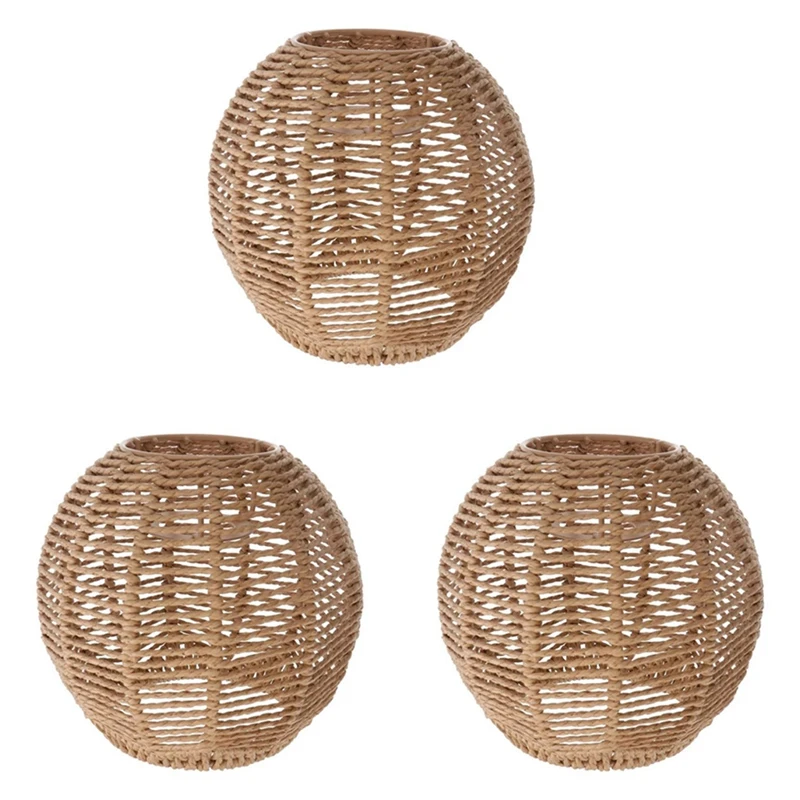 

3X Home Lighting Rattan Lamp Cover Handmade Woven Chandelier Retro Lampshade Homestay Lampshade Decorative Chandelier