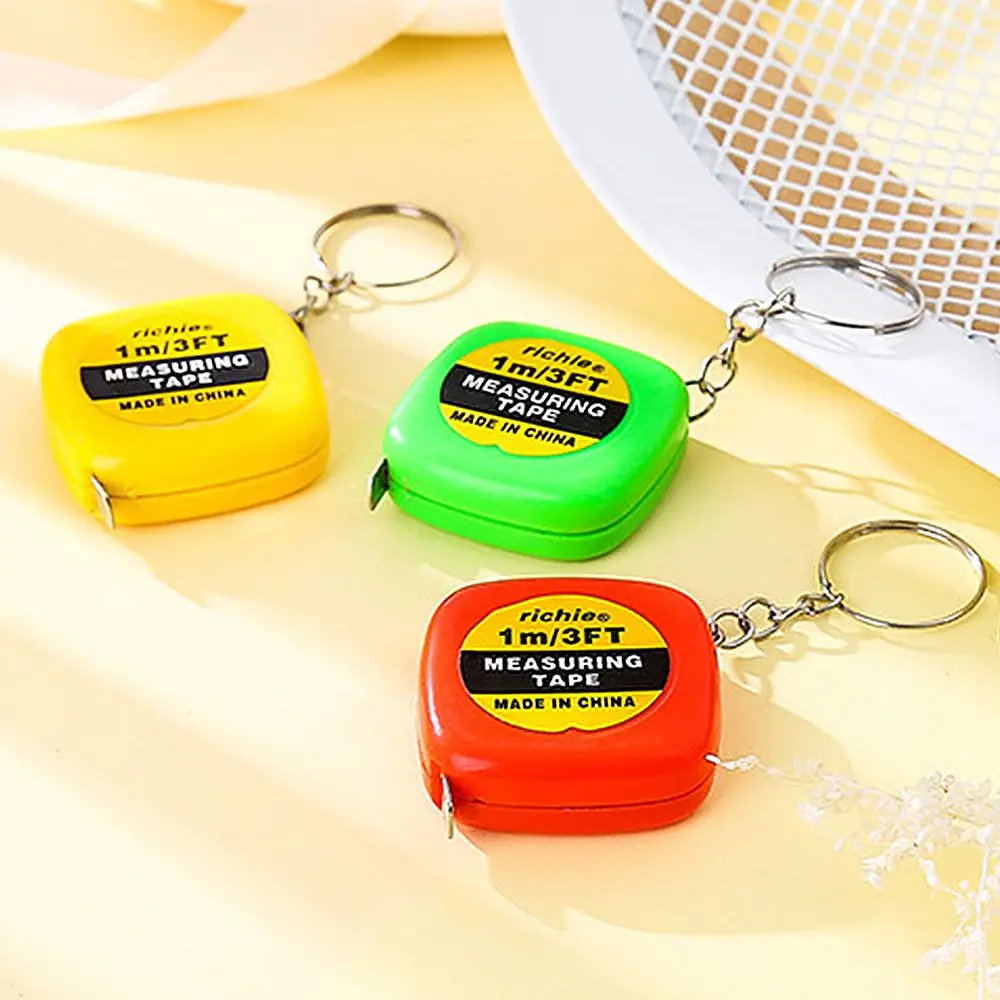 Automatic Telescopic Ruler 1m Length Portable Mini Metal Tape Measure With Keychain Square Multicolor Children Height Ruler tape measure