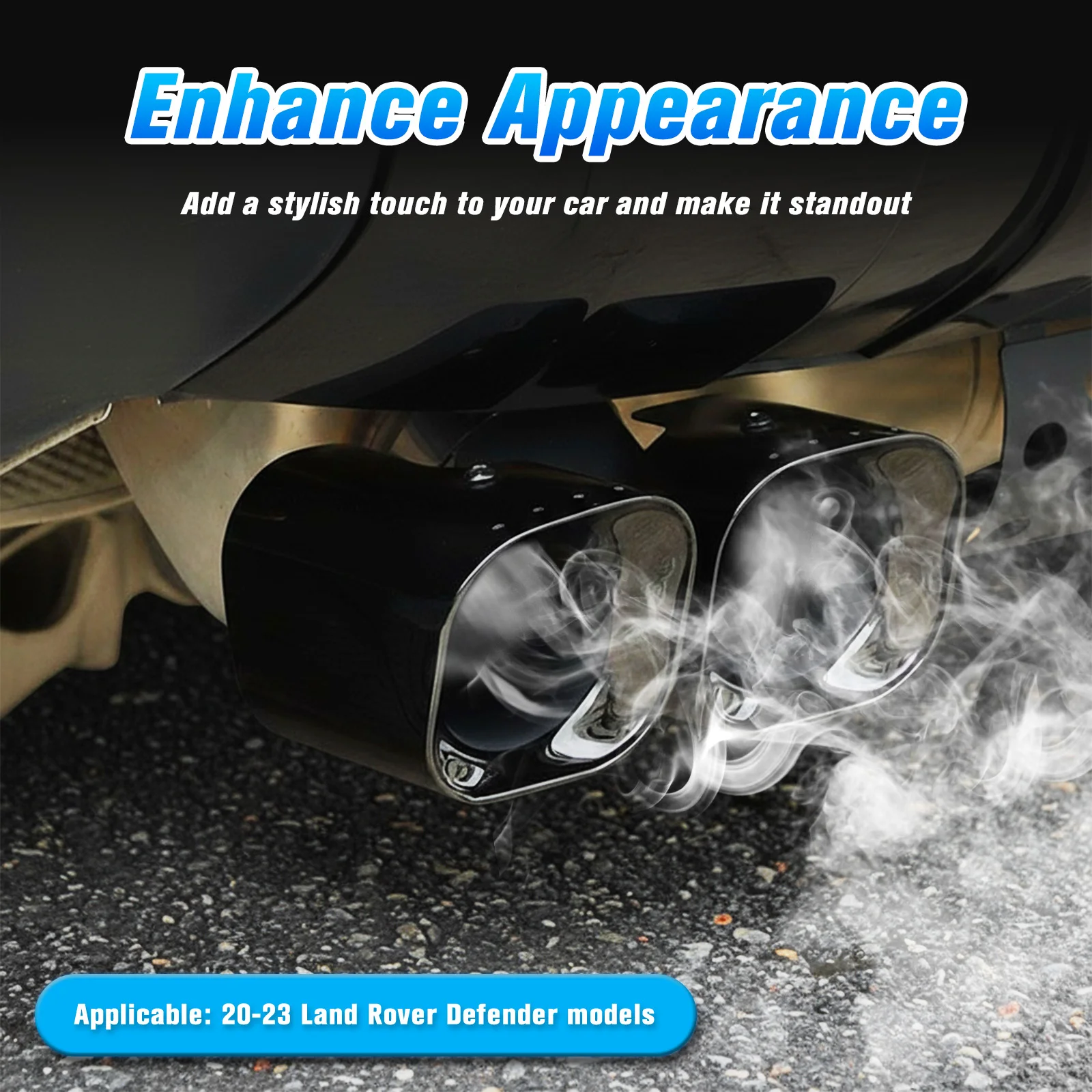 Stainless Steel Exhaust Pipe Trim Set Rear Exhaust Tail Pipe Decor Exterior Accessories for Land Rover Defender 90/110/130 20-25