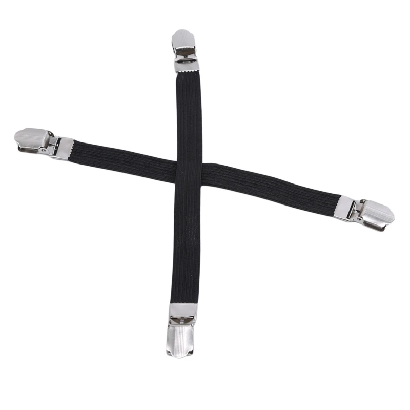 4pcs Elastic Bed Sheet Grippers 2Clips Belt Fastener Bed Sheet Clips Non-slip Clamp Mattress Cover Blankets Holder