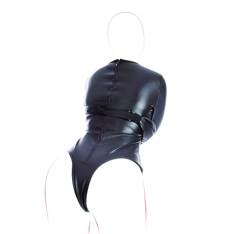 BDSM Bondage Long Sleeve Bodysuit Adjustable Belt Leather Arm Binder Restraint Straitjacket Slave Cosplay Costume Women Sex Toys women underwear sexy lingerie women jumpsuit latex bodysuit