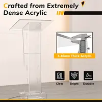 Acrylic Podium Stand Floor-Standing Clear Pulpits Acrylic Desktop Lecterns W/ Storage Shelf for Church Office School 1