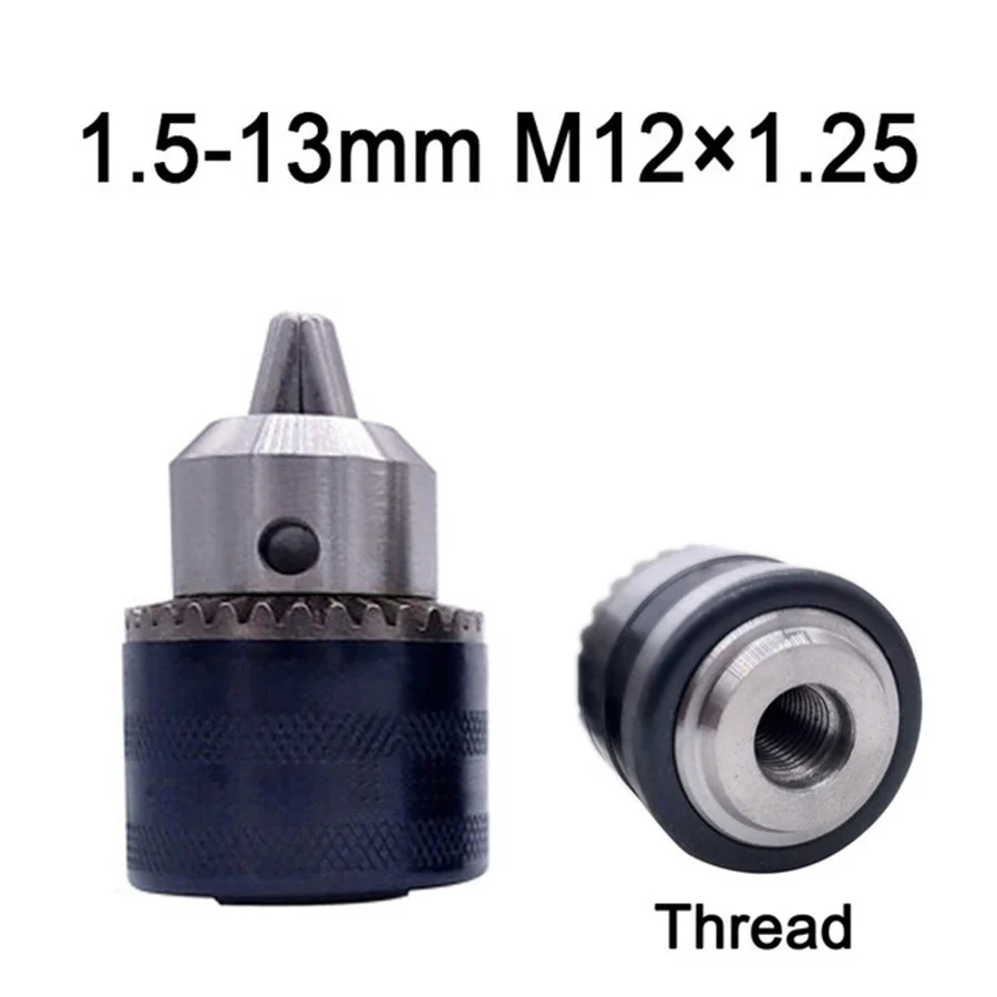 1pcs Thread Drill Chuck 1.5-13mm B16 3/8 Conversion Drill Chuck 1/2 M12x1.25 Wrench Into Electric Keyless 3 Jaw