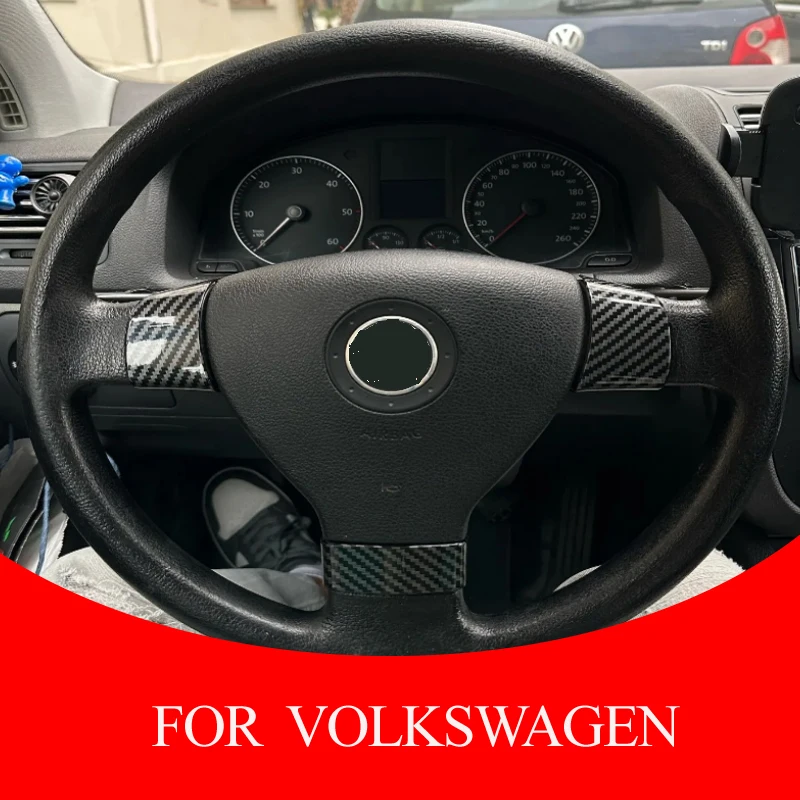 Фото Для VW Golf 5 MK5 Passat B6 Jetta Tiguan 2007-2011 Автомобильный Стайлинг рулевое колесо хромированная отделка крышка вставка наклейка №1