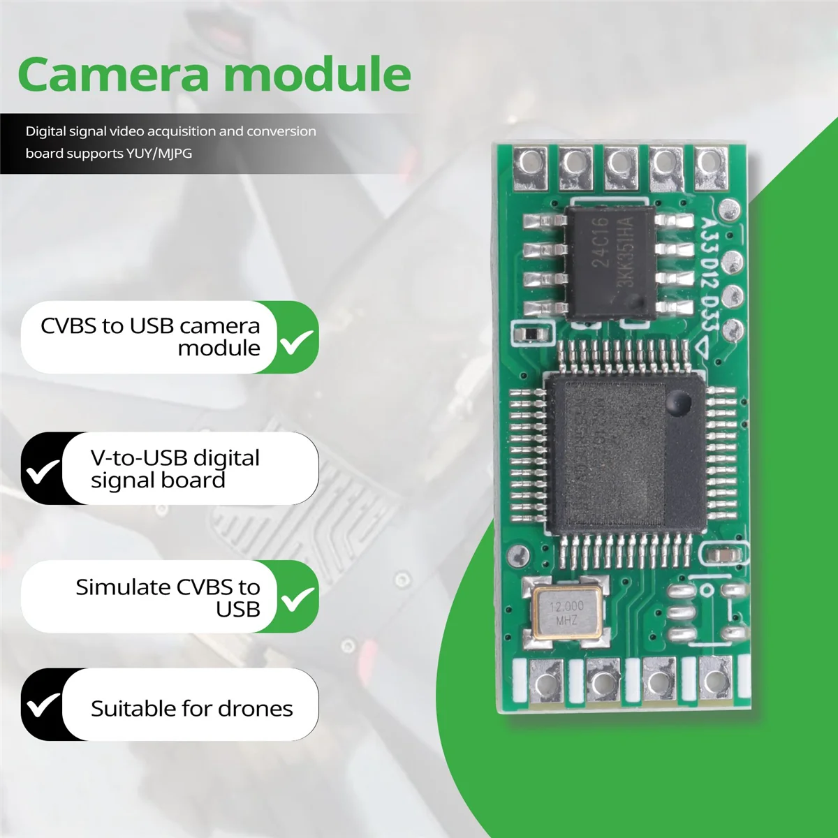 Analog CVBS to USB Camera Module 2Pcs AV-To-USB_Y08A camera module