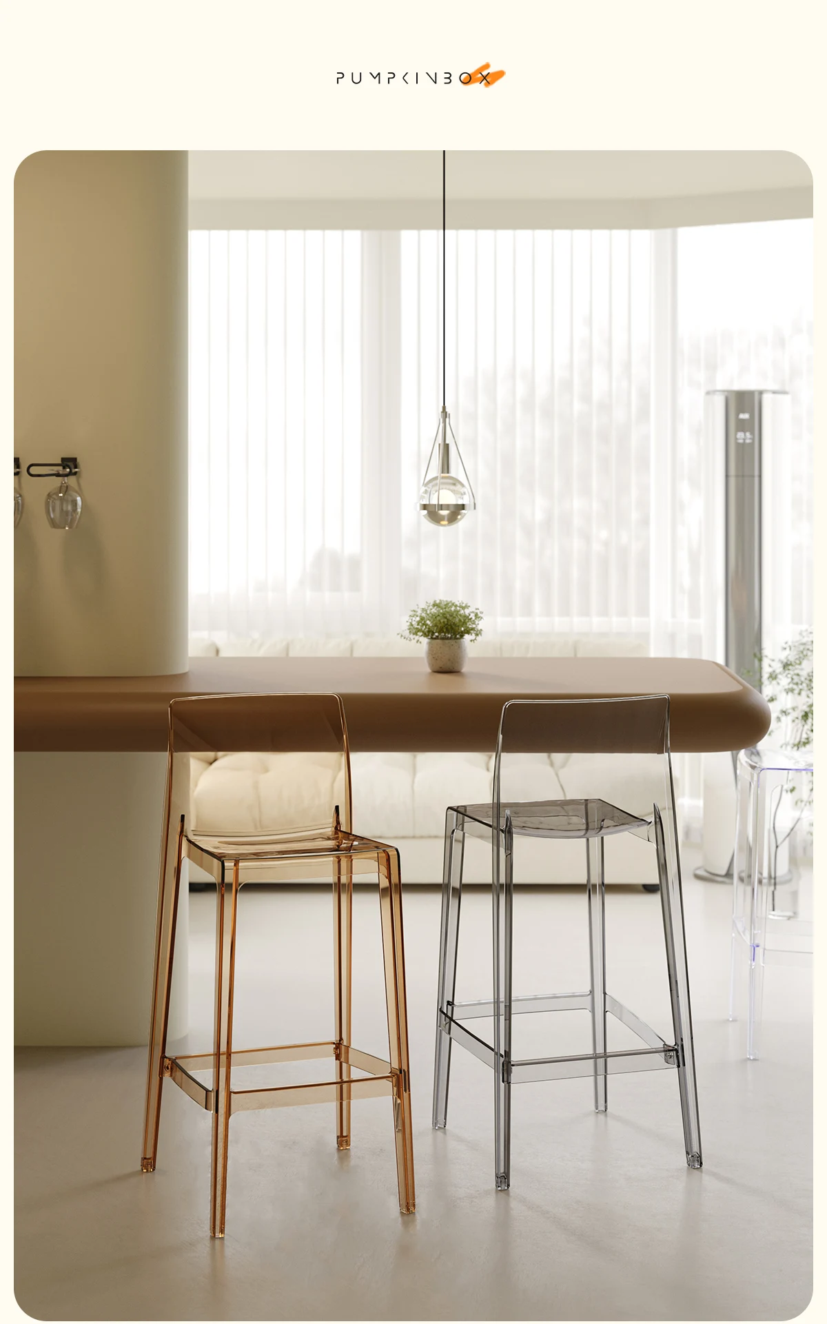 Scandinavian Style Transparent Acrylic Bar Stools Light Luxury Simple High Chair for Cafe Milk Tea Store Household
