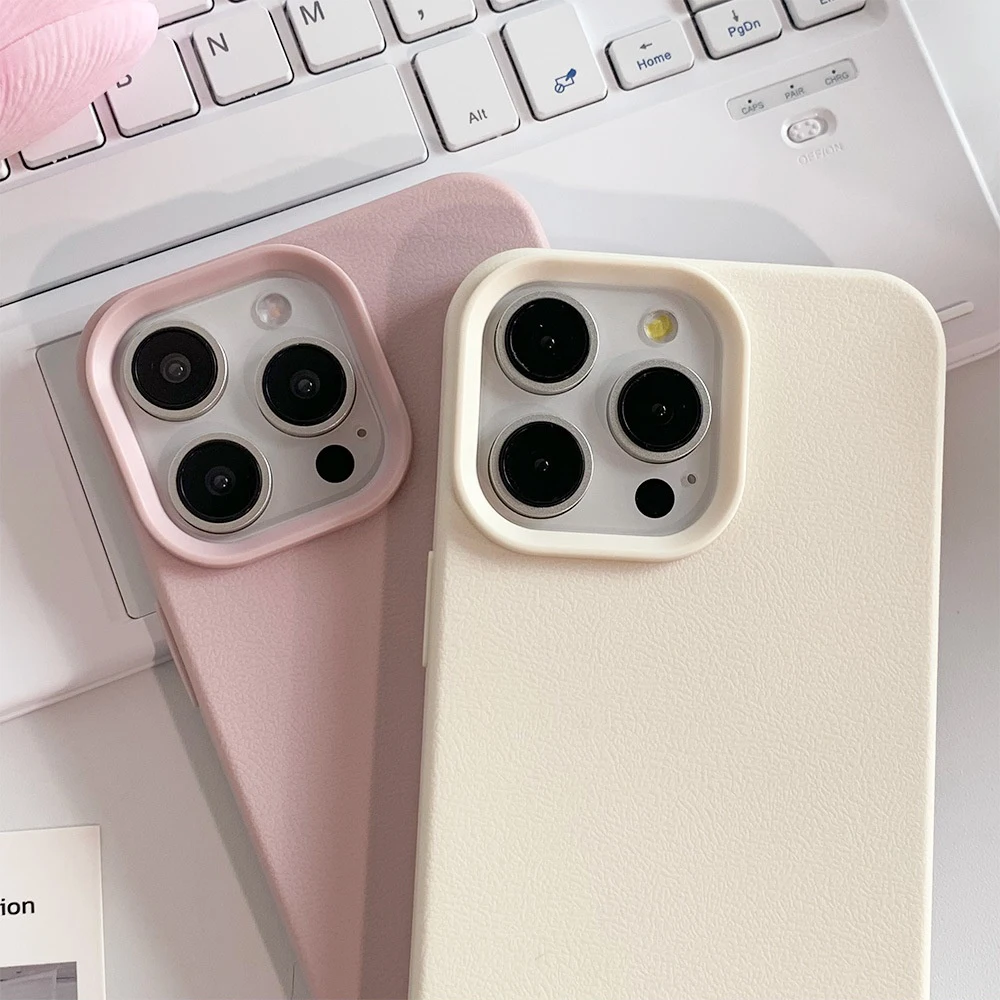 Premium Shockproof Leather Case with Soft Candy Color Matte Finish