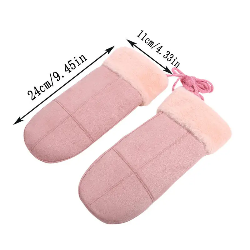 Outdoors Suede Gloves Mitten For Women Winter Warm Driving Gloves Men's Cold Plus Sports Gloves Thick Fingerless Cycling Mittens 6