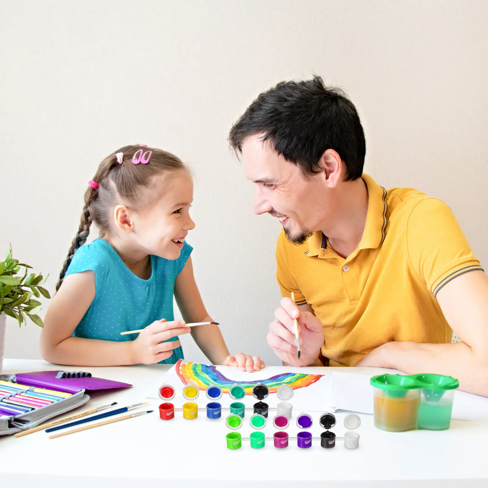 5Pcs 빈 페인트 포트 보관 용기 그림 미술 용품을위한 작은 투명 페인트 컵 편리한 빈 페인팅 용품