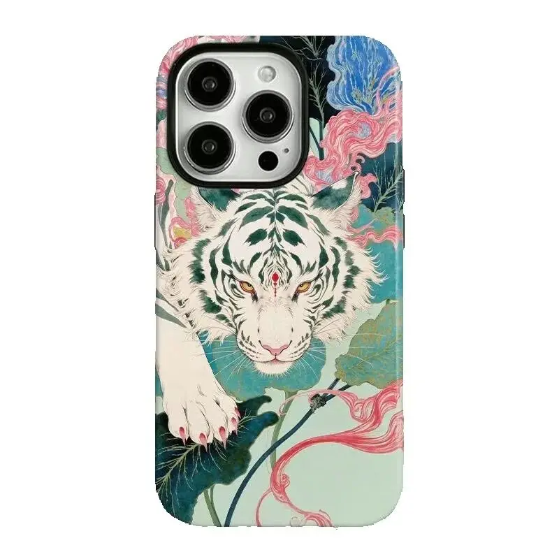 รูปสินค้า เคสโทรศัพท์ลายเสือขาวศิลปะจีนโบราณ สำหรับ iPhone 17 16 15 14 11 12 13 Pro Max Plus