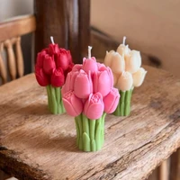 3D Tulip Bouquet Silicone Mold DIY Flowers Aroma Candles Plaster Ornament Molds Handmade Gift Soap Candle Making Supplies 2