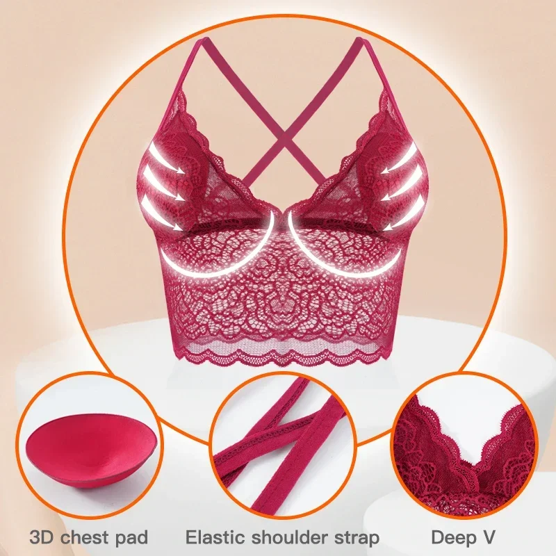 Women Lingerie Bra Women Tube Tops Women Beauty Padded Back Bra Lace Tube Top Underwear Woman Sexy Lace Lingerie Intimate Clothes White Tube Top Youngirl Bralette