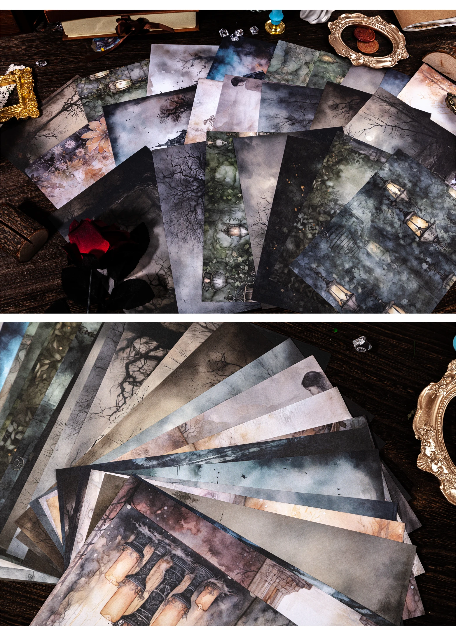 30 teile/paket Dunkelheit Vintage Dschungel Schloss Materialien Papier DIY Scrapbooking Collage Tagebuch Dekor Schreibwaren Handwerk Licht Papier – Detail 3