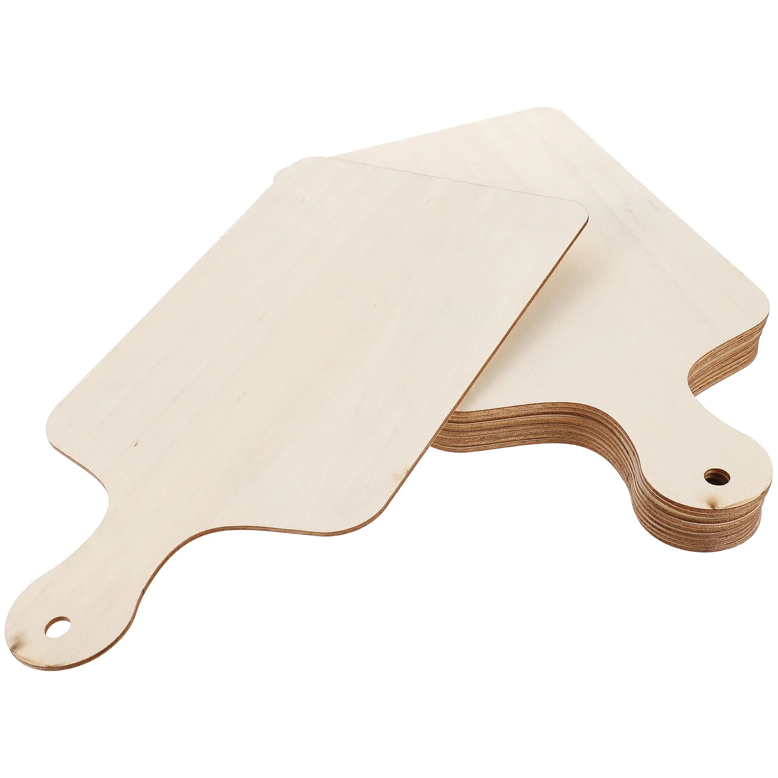 

10 Pcs Square Wooden Board Round Tray with Handle Food Serving Crafts Mini Chopping Boards DIY Cutting Child Decorative