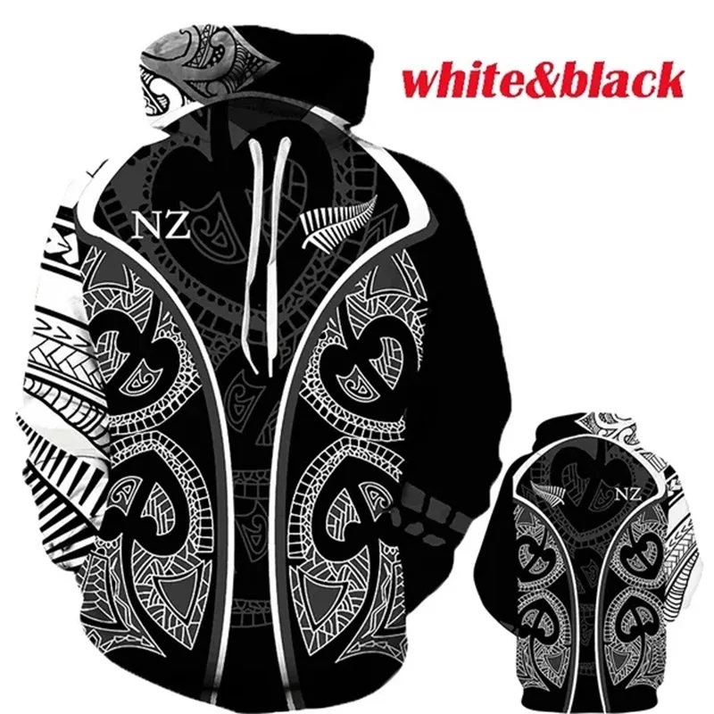 thumbnail image 1 of Sudadera con capucha de manga larga con estampado 3D para hombre, suéter con estampado maorí, sudadera holgada de gran tamaño, ropa de calle de primavera y otoño, 1 of 5