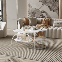Table basse Fangange, table à thé, table basse pour salon, table d'appoint pour canapé, table de présentation, espace de rangement à double niveau, structure en métal, avec pieds antidérapants, pour ranger livres, magazines, ordinateurs portables. 6