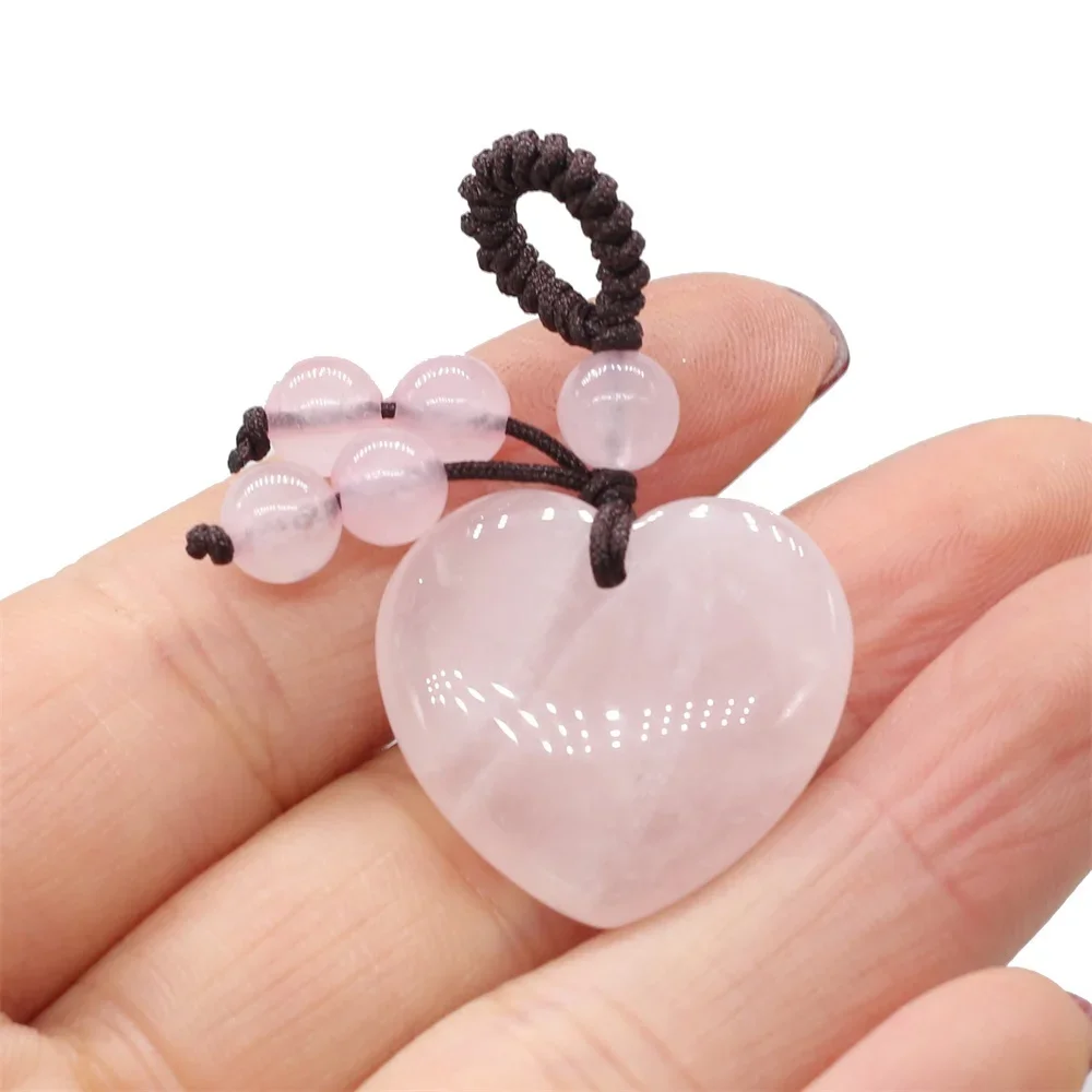Stone Peach Heart Pendant Jewelry Accessories 25x25mm Handmade Crafts DIY Necklace Bracelet Keychain Gift Making