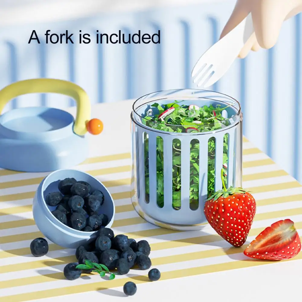 Fruit Salad Storage Cup With Lids Fork BPA-Free Vegetable Airtight Containers Leakproof Freshness-preserving Food Storage