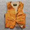 Yellow Spring Leather Vest Men Single Breasted Casual Style Plus Size 5XL Genuine Natural Sheepskin Slim Fit Short Vest 2