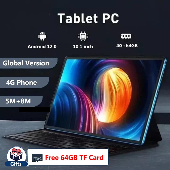 

2023 Hot Sale 10.1 Inch Android 12.0 Tablet PC 4G+64GB Tablet+Free 64GB TF Card 4G Call Phone Wifi Tablet Online Class Tablet Pc