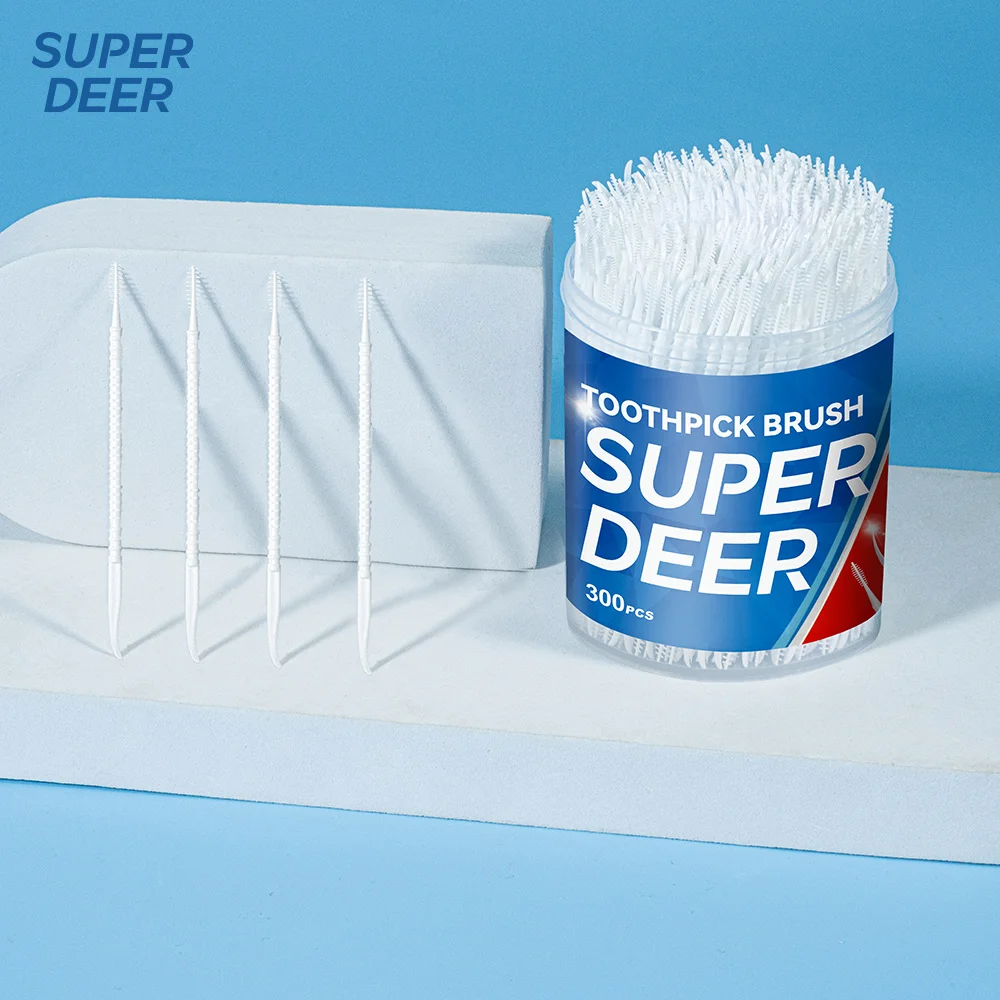Double-Headed Flosser Toothpicks Disposable Interdental Brush Dental Floss Pick Oral Cleaning Hygiene Teeth Care Sticks 300Pcs dental floss stick,dental floss sticks,toothpick brush,dental cleaning tools