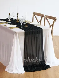 Elegant Wine Red Burgundy Sheer Table Runner for Romantic Events and Home Decor (Black)