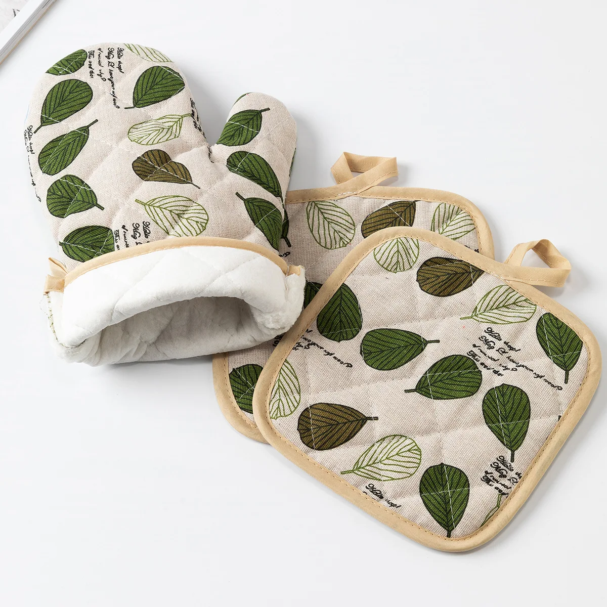 Kitchen gloves cotton pot holders thickened oven gloves set