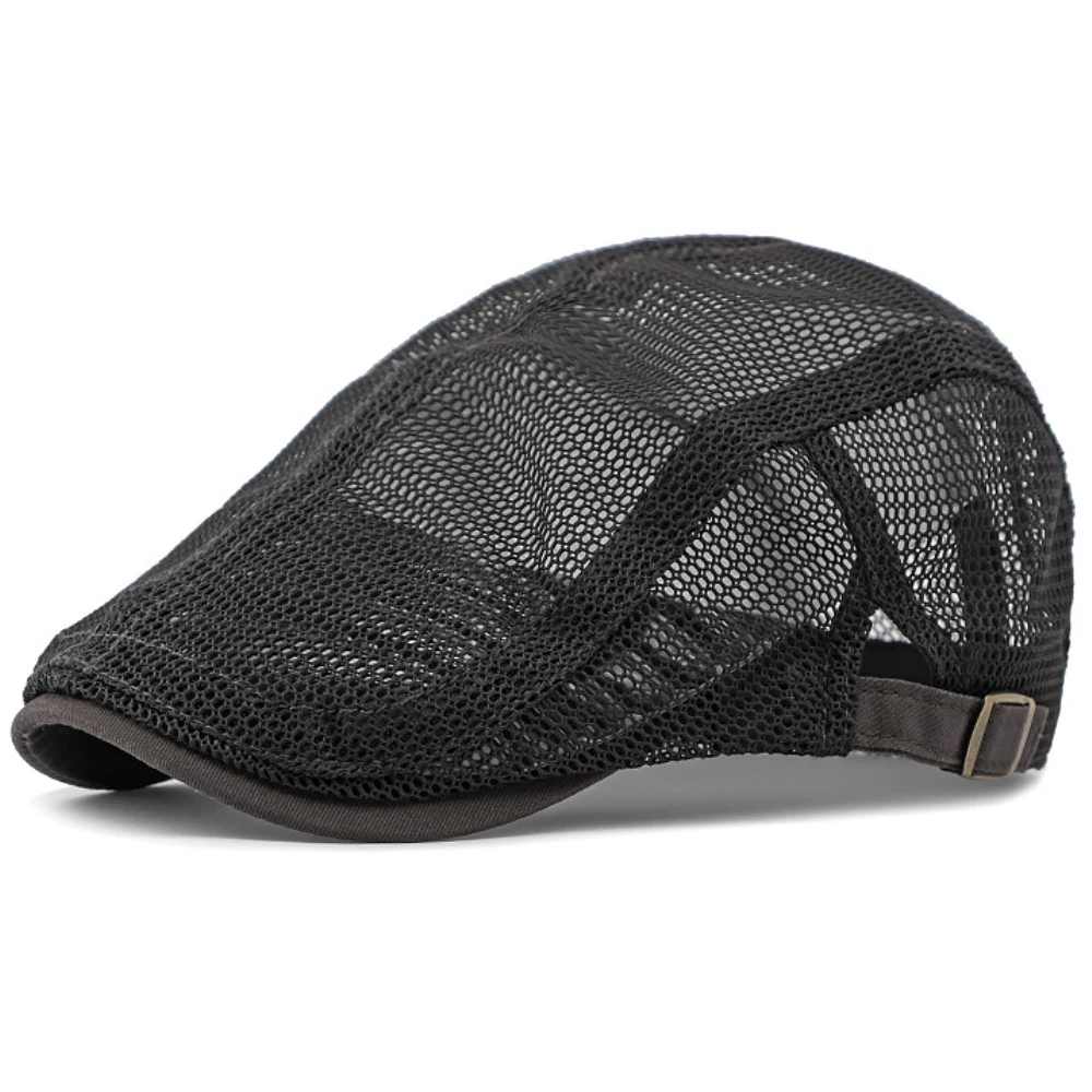 HT4379 Berets Men Women Breathable Mesh Sun Cap Spring Summer Adjustable Flat Cap Male Female Artist Painter Beret Hat beret hat woolen beret