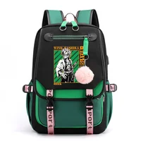 New Anime Shinazugawa Sanemi Backpack Teen Fashion Street Anime Backpack High Quality USB Zipper Backpacks 1