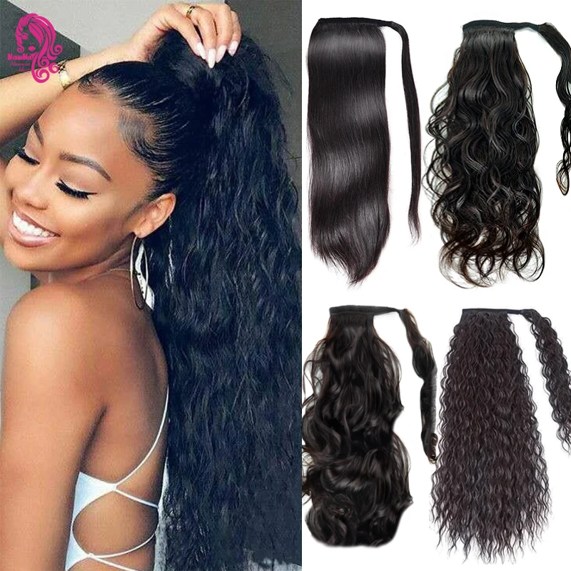 

Straight Ponytail 100% Human Hair Wrap Around With Afro Clip In Natual Remy Brazilian Curly Body Wave Extension 8 to 34 Inches