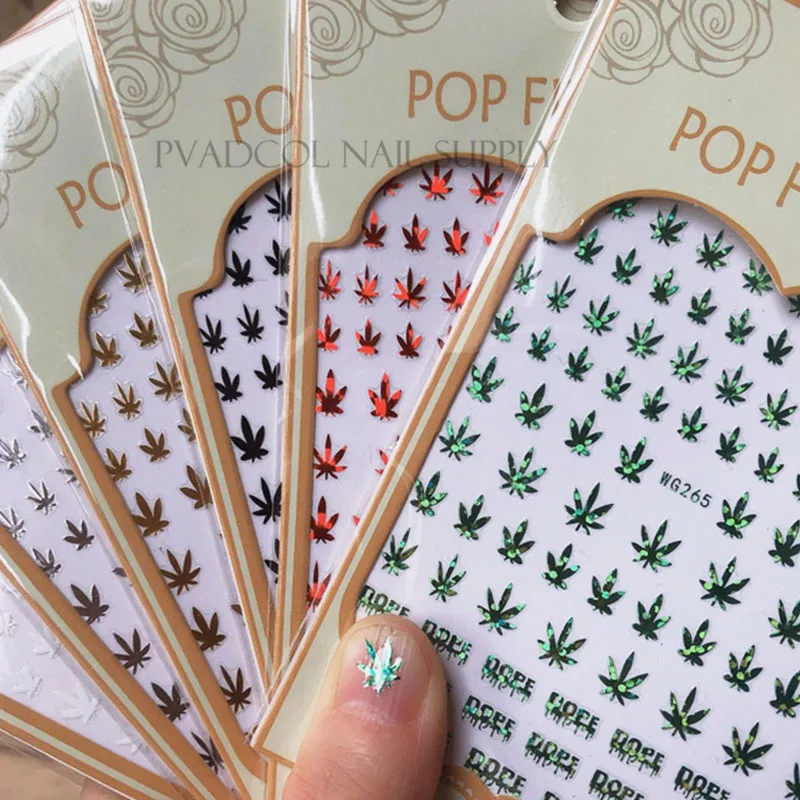 

Nail Art 3D Decal Adhesive Stickers Pot Weed Leaf Nails Salon Manicure Decoration