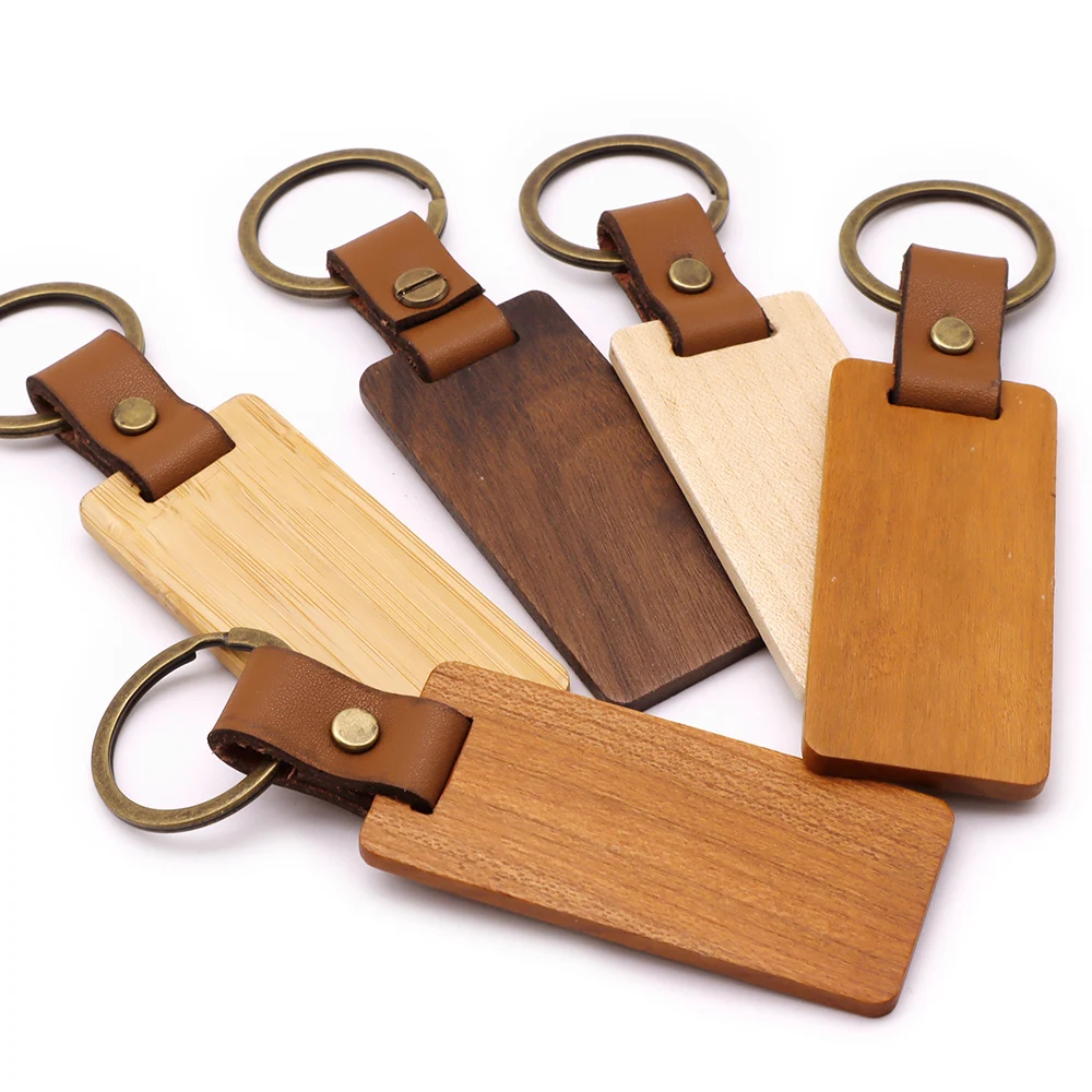 Wholesale 100Pcs Blank Tag ID Name Rectangular Wooden Keychain Engraved Diy  Wood Chips Simple Key Tags Handmade Accessories Key - AliExpress