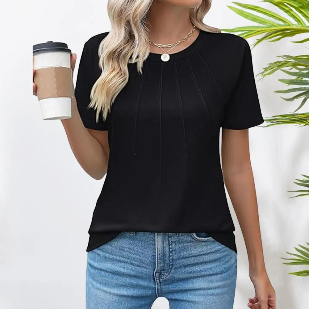 

Solid Basic Short Sleeve T-shirts Women Casual Summer Simplicity Female Korean All-match Tops O-neck Black White Skinny Shirt