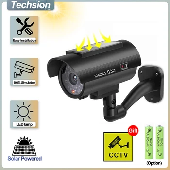 Solar Panel Dummy Surveillance Camera Outdoor Fake Cam Waterproof Simulation CCTV Indoor Bullet LED Light Monitor Home Security 1