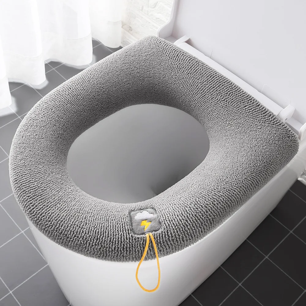 Toilet Seat Cover Mat Bathroom Toilet Pad Cushion with Handle Thicker Soft Washable Closestool Warmer Accessories 3