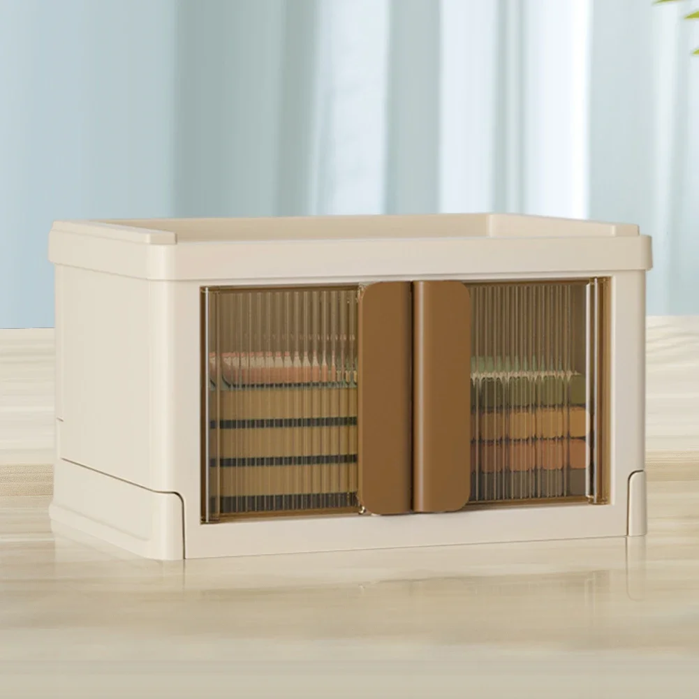 Stackable Storage Box Visible Design Collapsible Storage Bins Two Opening Ways Wide Application Dual Open Front Door for