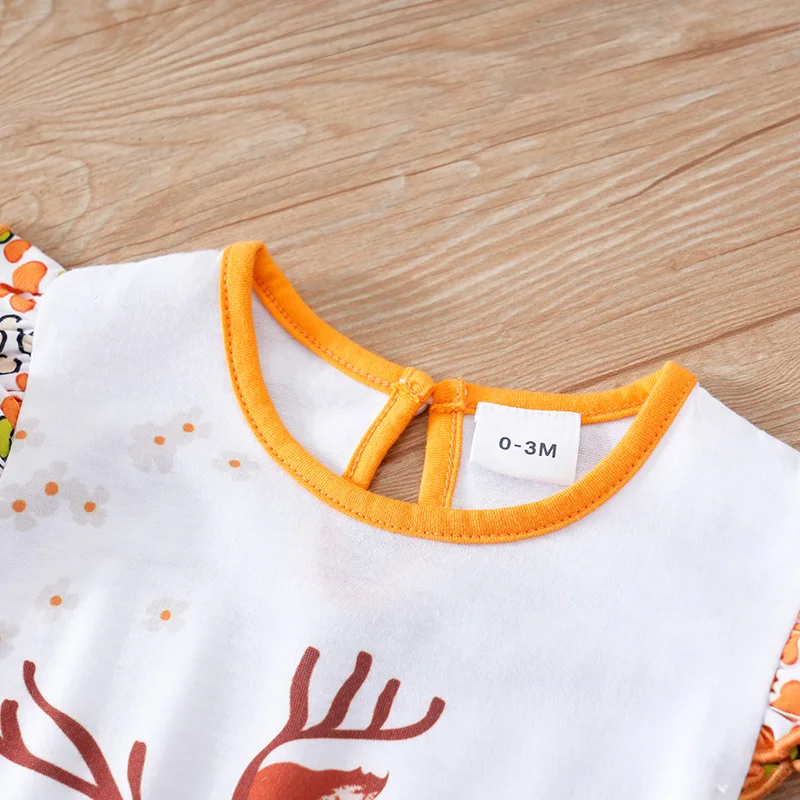 Abbigliamento neonato simpatico cartone animato elfo cervo stampa confortevole e morbido estate ragazzi e ragazze 0-18 tuta bambino manica volante - immagine 3
