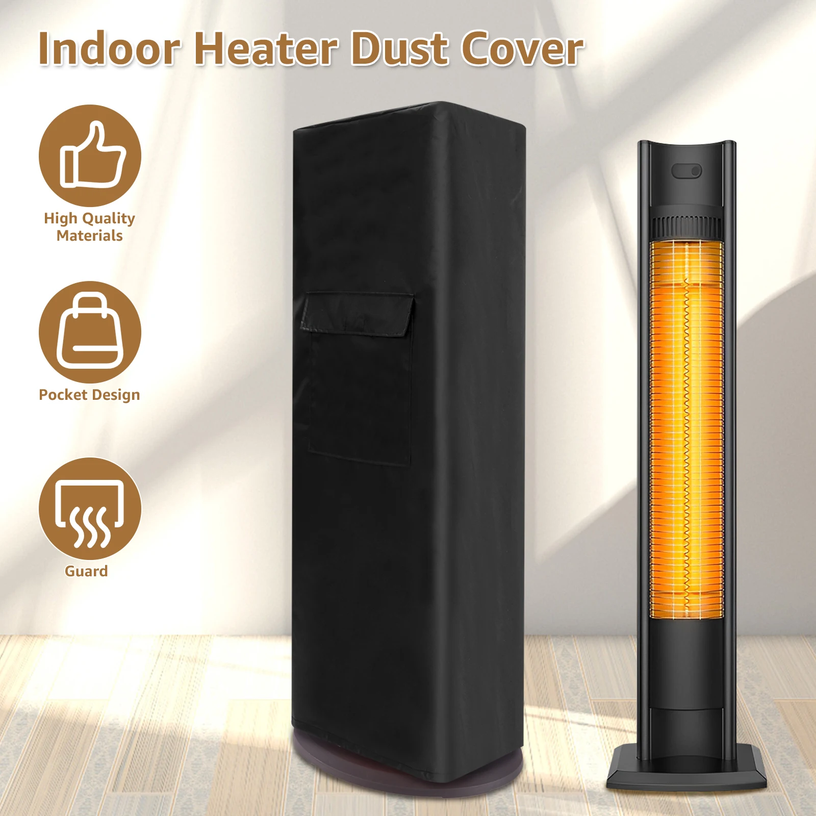 Waterproof Patio Heater Cover with Zipper and Drawstring