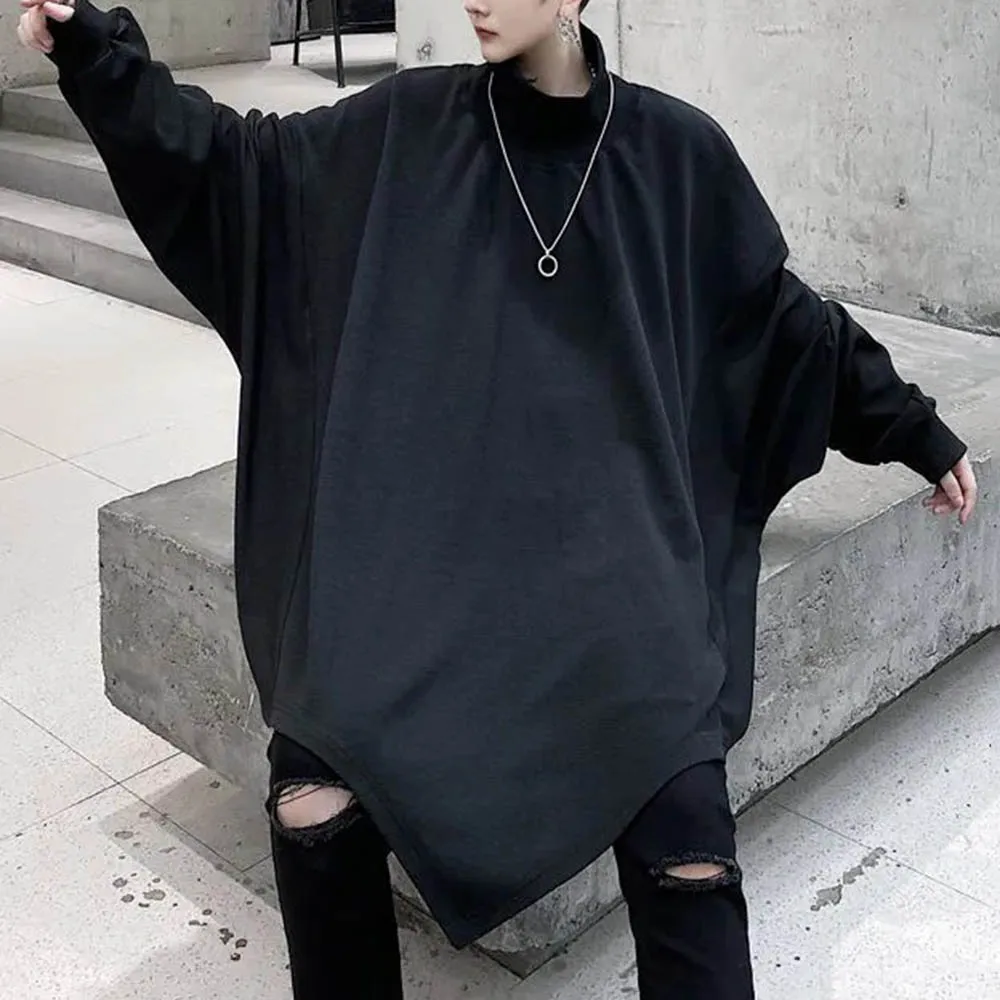 Mens Autumn Sweatshirt Bat Sleeve Dark Gothic Sweatshirt Streetwear Nightclub Stage Performance Fashion Top Men'S Clothing 2025