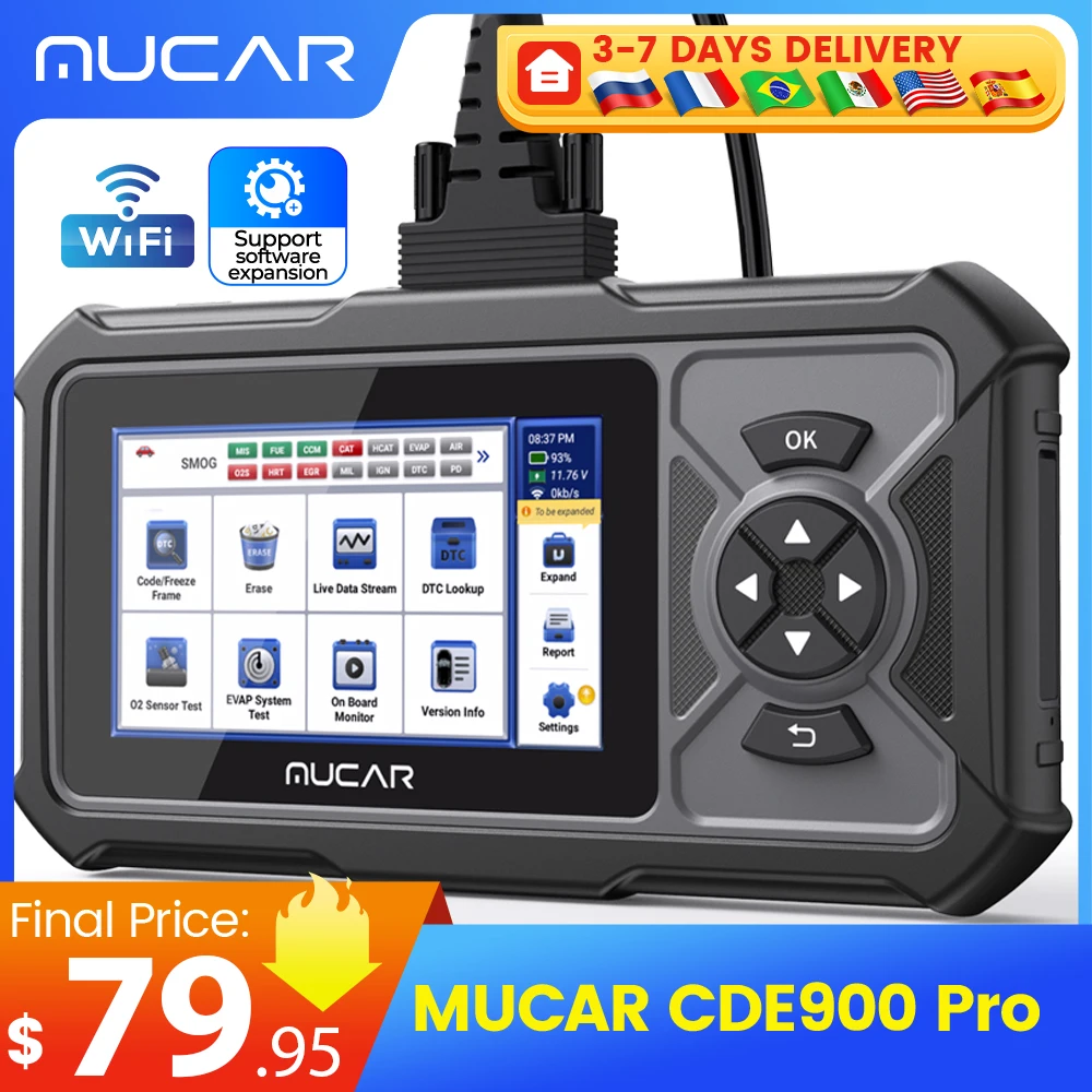 MUCAR CDE900 Pro OBD2 Diagnostic Tool Full System Diagnose 28 Reset/Maintenance Bi-directional ECU Coding obd 2 Scanner 32GB
