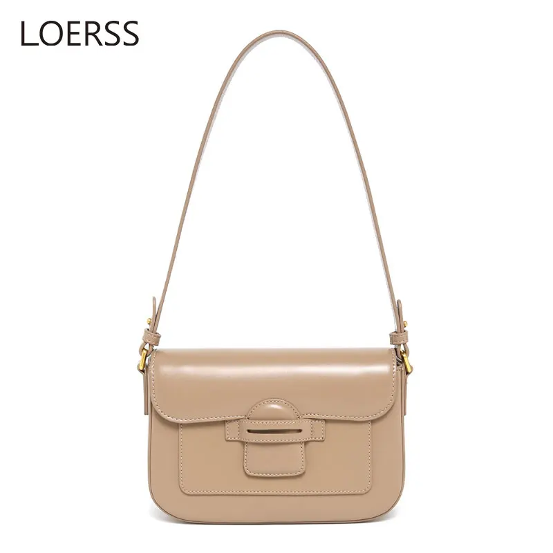 LOERSS Underarm Bag for Women's Small Square Bag Leather Commuting Shoulder Bag Versatile Handbag Female Casual Saddle Bag
