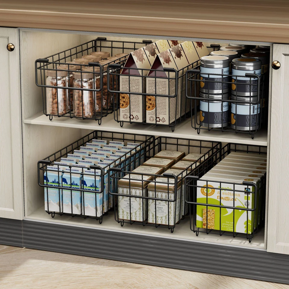 Metal Stackable Freezer Organizer Bins for Kitchen