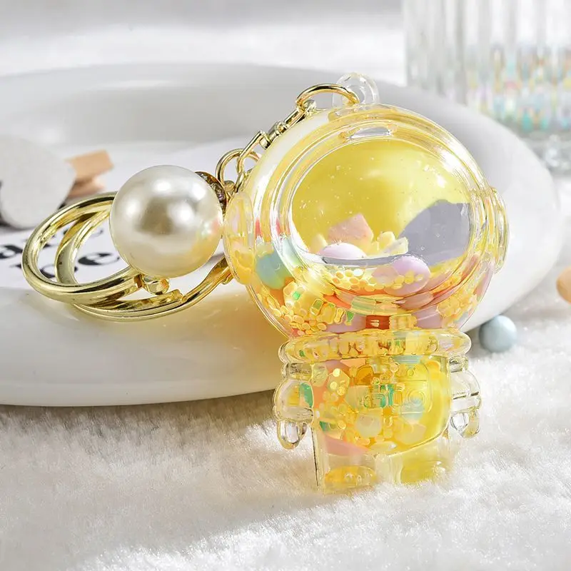 Cute Cartoon Astronaut Keychain Spaceman Moving Liquid