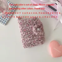 Sac à cartes en peluche motif léopard pour fille, porte-monnaie à fermeture éclair, sac de haute beauté pendentif, petit portefeuille, porte-carte de repas pour étudiant, porte-carte d'identité 2