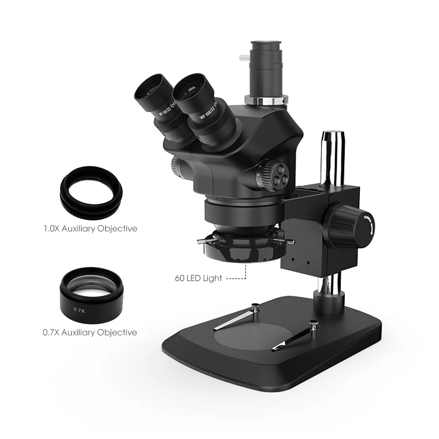 Kailiwei 산업용 광학 실험실 줌 삼안 스테레오 현미경, 동시 초점 PCB 수리 재작업 용접, 7-50X 100X 7050