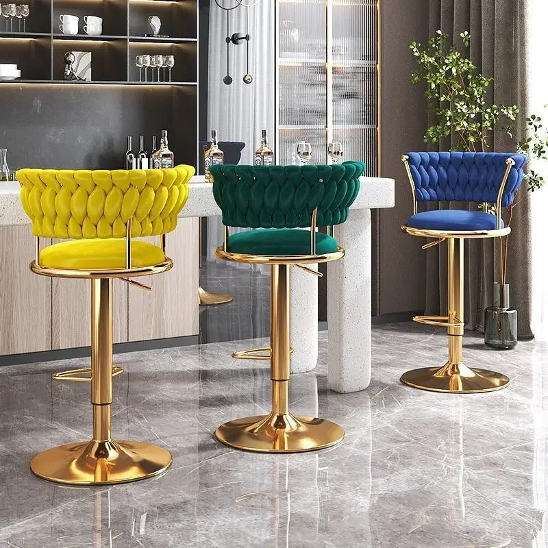 Bar Chairs Nordic Household Backrest High Bar Stools Modern Commercial Bar Chairs Liftable Swivel Chairs Designer Kitchen Furniture