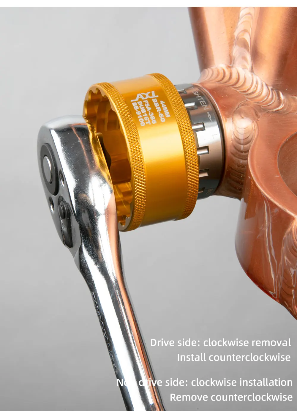 5-in-1-Tretlager-Entferner-Werkzeug 39 40,5 44 46 49 mm Tretlager-Installations-Reparaturschlüssel BBR60 BB9100 FSA386 Entfernungswerkzeug – Detail 13