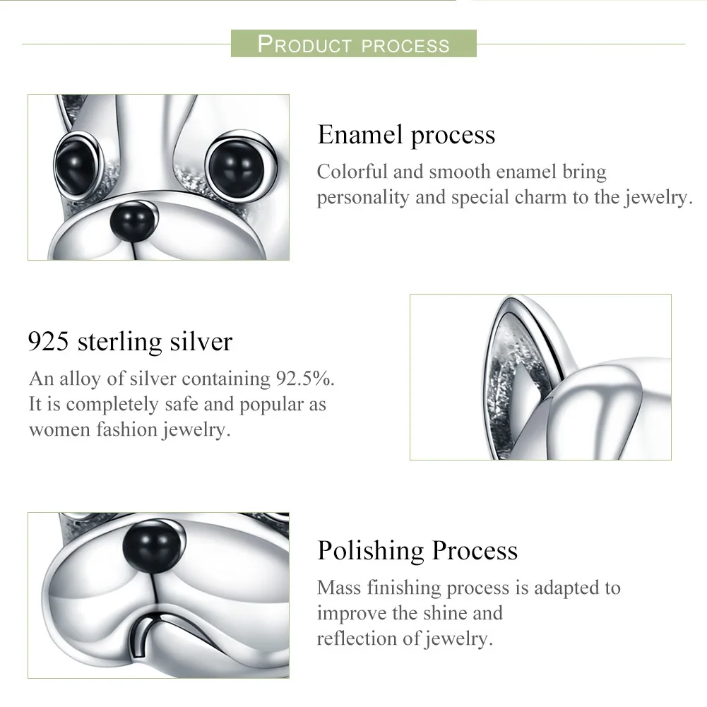 BAMOER 925 Sterling Silver Loyal Partners French Bulldog Bead Dog Animal Bead fit Women Charm Bracelets DIY Jewelry SCC315 beads charms charm jewelry sterling silver jewelry charm bead silver charm bracelet sterling silver beads beads jewelry silver charm bead sterling silver beads charm animal charm jewelry
