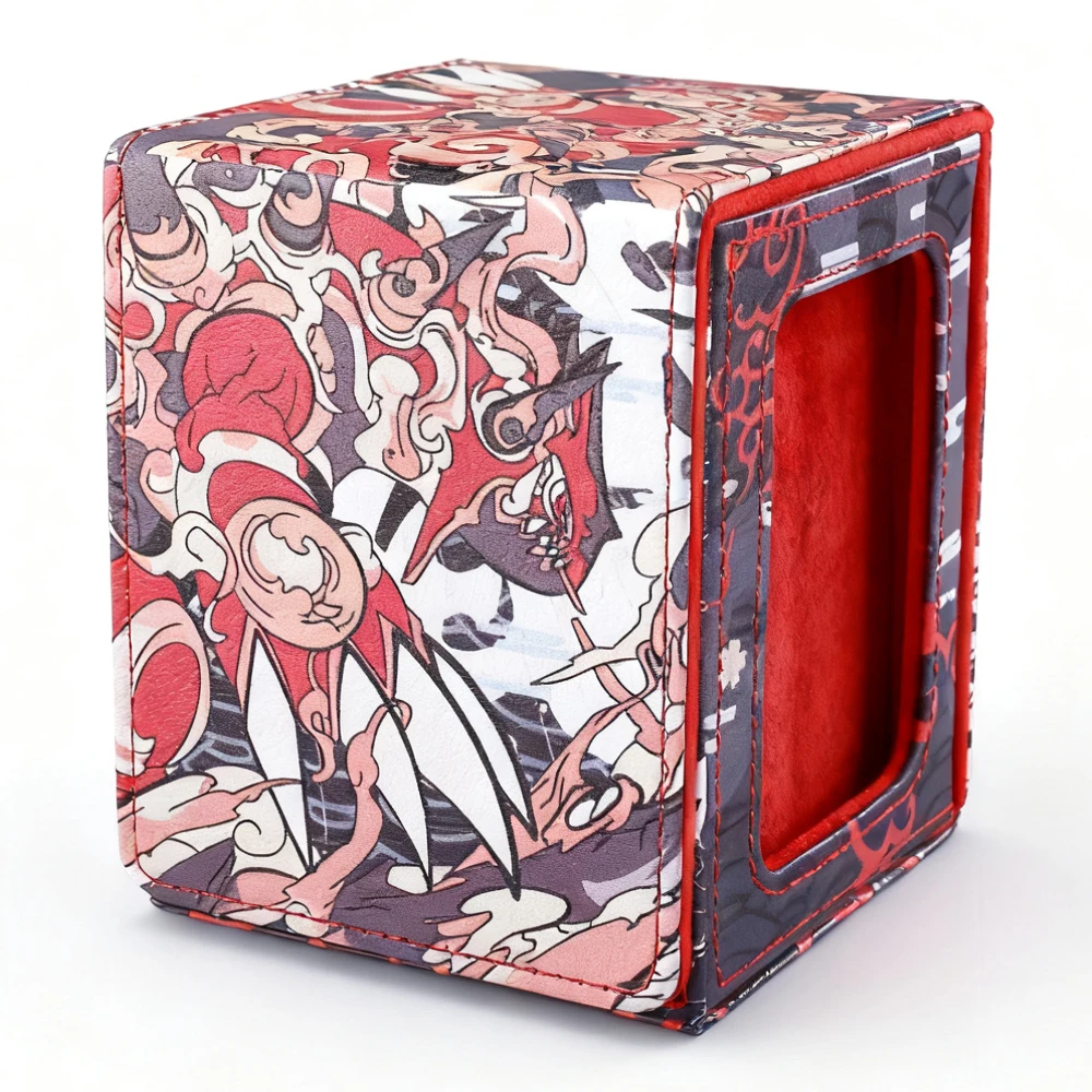 Premium Groudon-Themed PU Leather Card Deck Box – Holds 120+ Sleeved Cards, Portable Card Storage, Perfect Gift for Collectible Card Game Enthusiasts